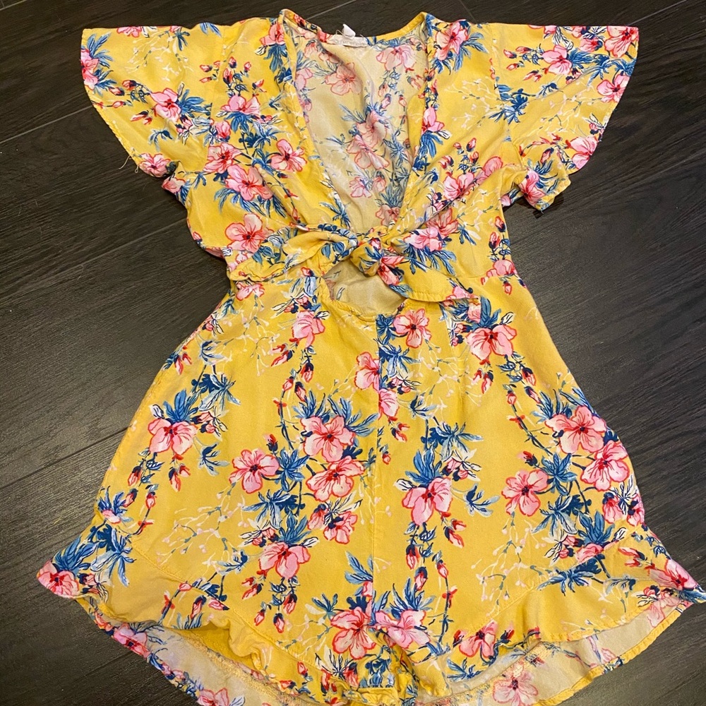Floral Romper Tie Front